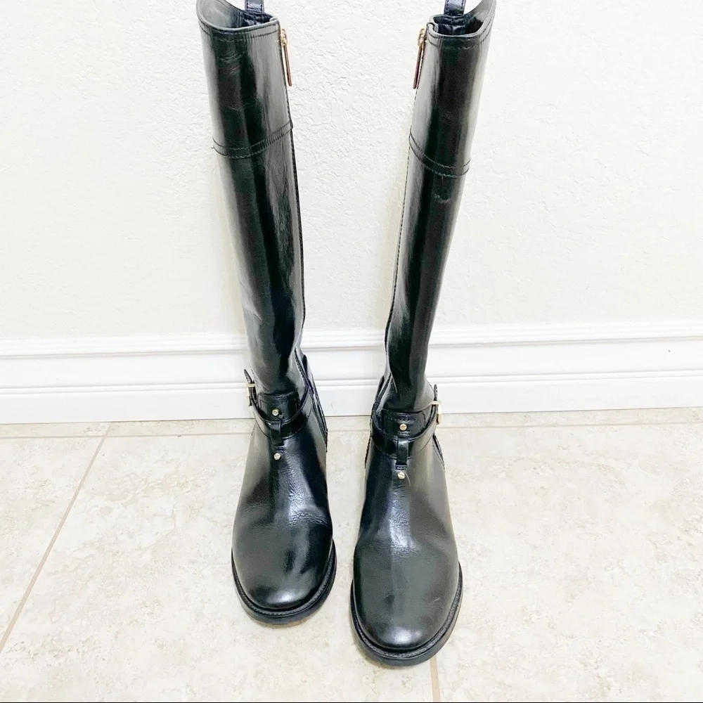 Tory Burch Brita black leather riding boots size 5.5